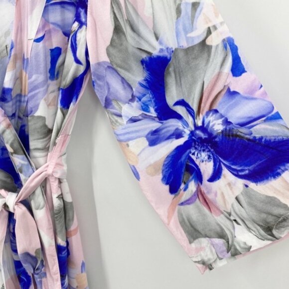 Anthropologie X Plum Pretty Sugar | Pink Purple Floral Boho Kimno Robe Size M - Picture 5 of 7